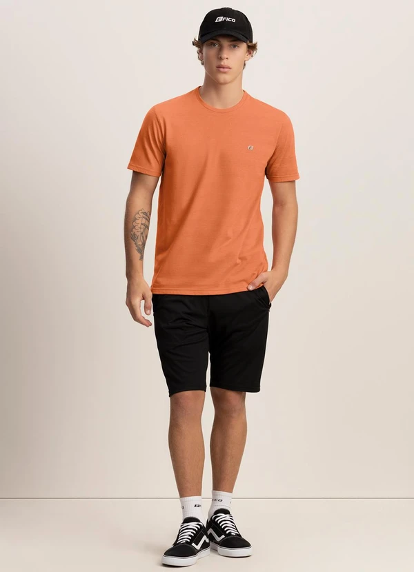 Fico - Camiseta em Malha com Textura Laranja 2