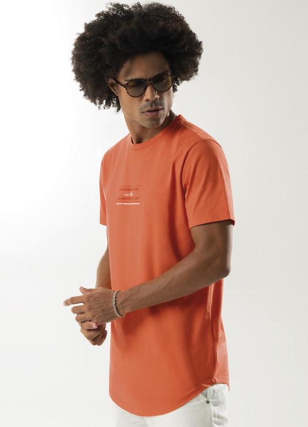 Exco - Camiseta em Malha Comfort Estampada Laranja