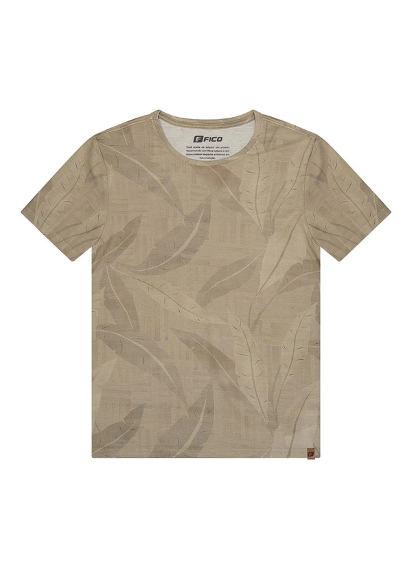 Fico - Camiseta em Malha Estampada Bege 3