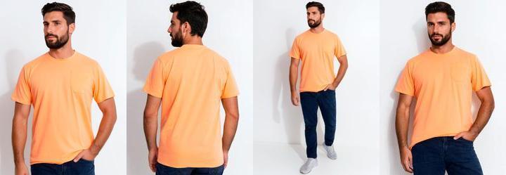 Camiseta em Malha Favo Laranja