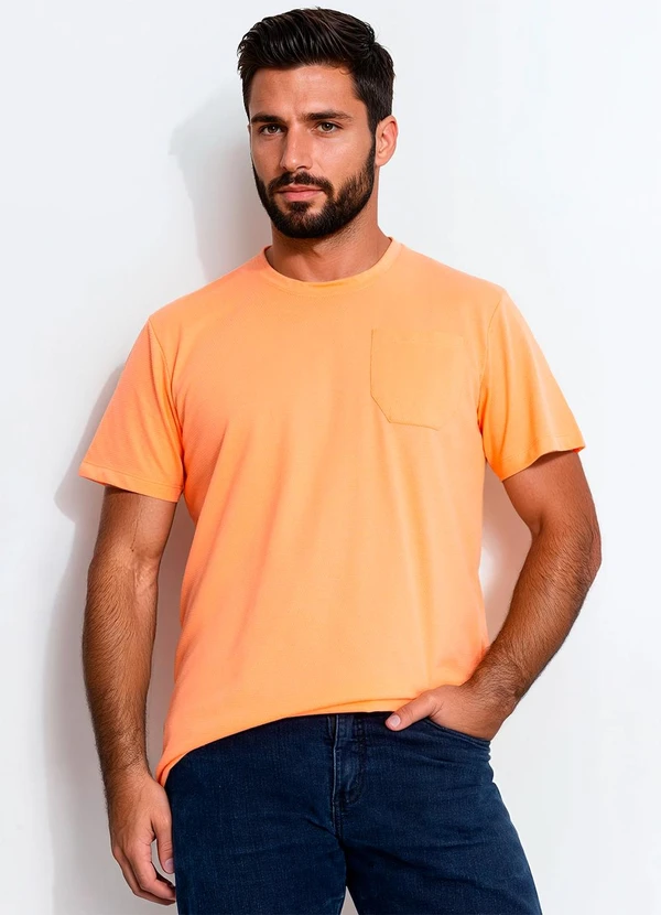 Multimarcas - Camiseta em Malha Favo Laranja 4