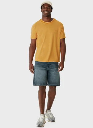 Malwee - Camiseta em Malha Fio a Fio Amarelo Mostarda - MALWEE