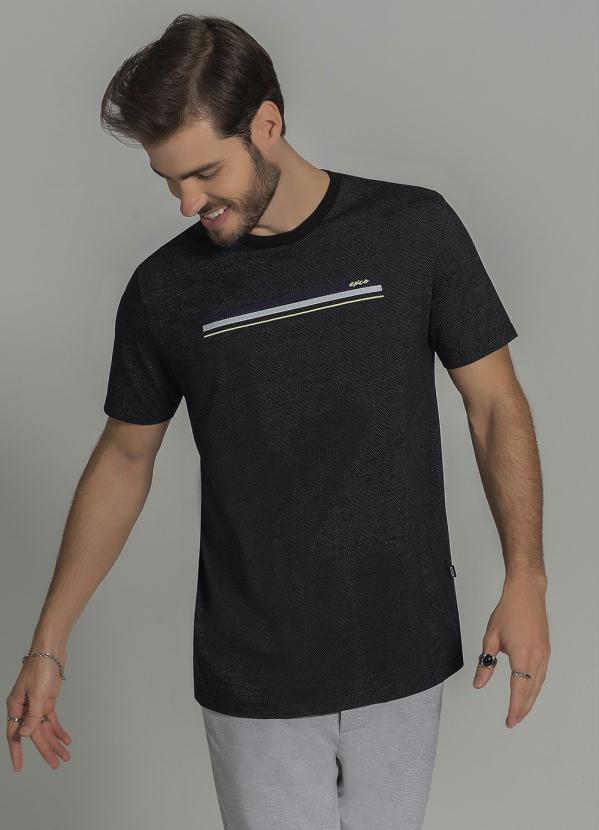 Exco - Camiseta em Malha Jacquard Masculina Preto 1