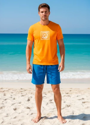 Multimarcas - Camiseta em Malha Laranja - MULTIMARCAS