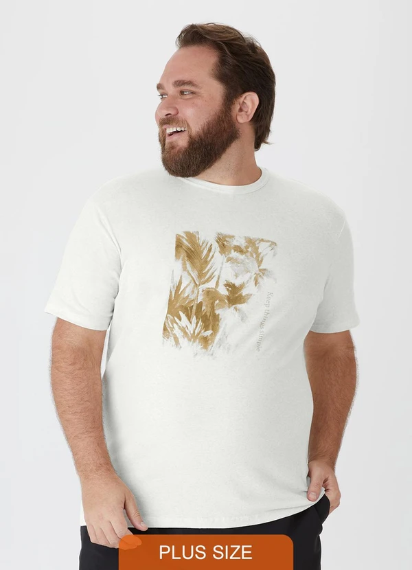 Malwee - Camiseta em Malha Linho Plus Off White