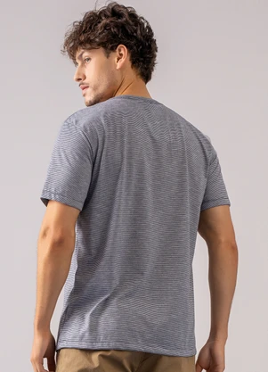 Just Basic - Camiseta em Malha Listrada Azul - JUST BASIC
