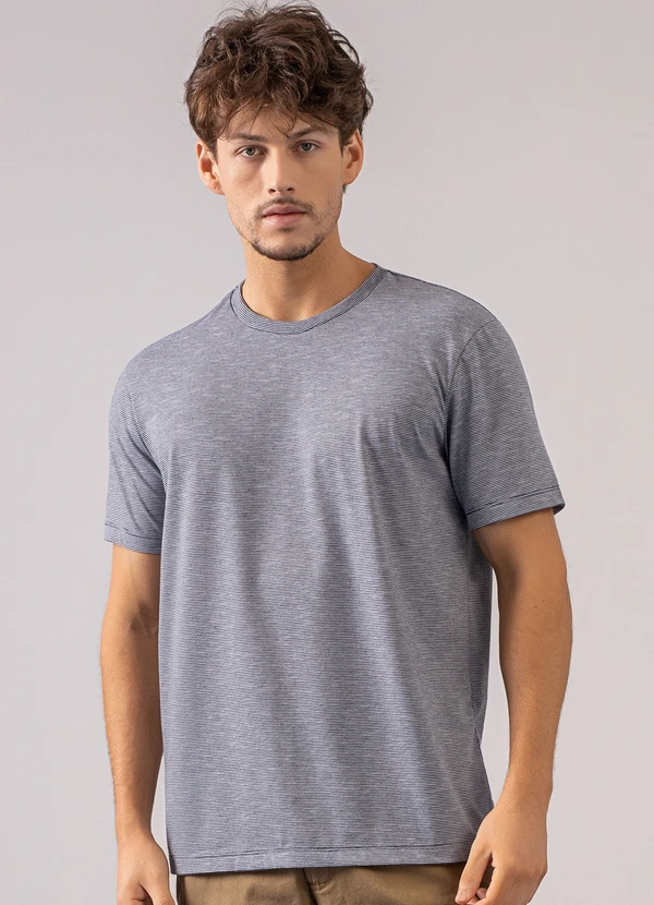 Just Basic - Camiseta em Malha Listrada Azul