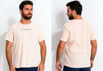 Camiseta em Malha Waffle Creme