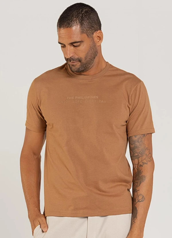 The Philippines - Camiseta em Meia Malha Marrom