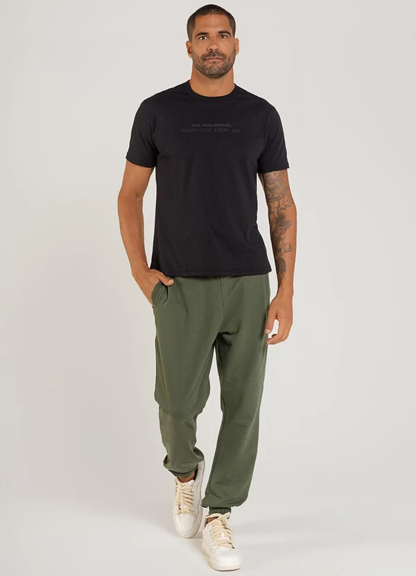 The Philippines - Camiseta em Meia Malha Preto 3