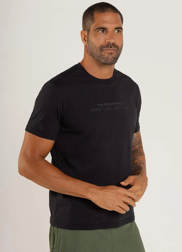 The Philippines - Camiseta em Meia Malha Preto 5