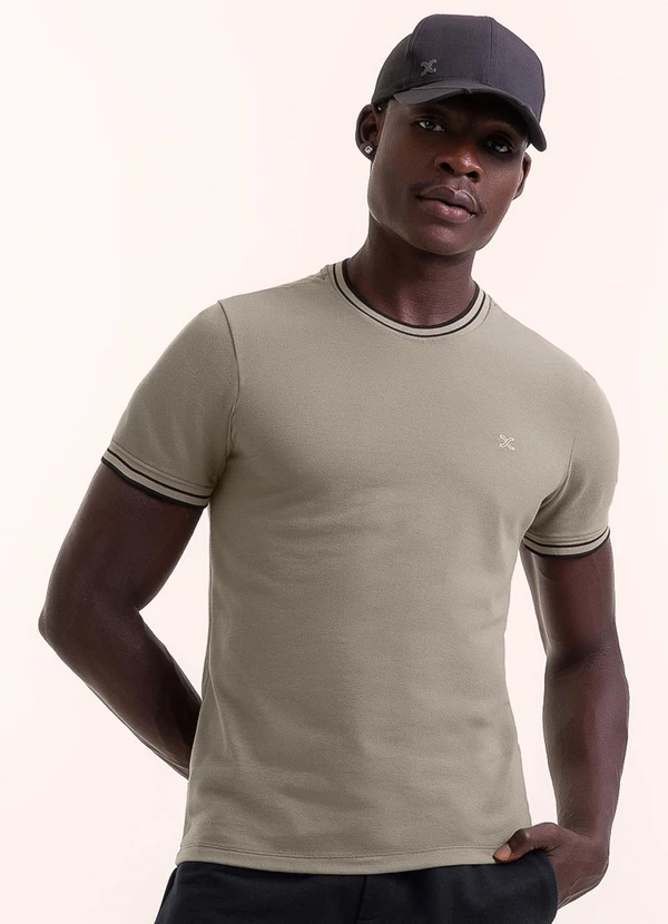 Exco - Camiseta em Piquet com Elastano Cinza