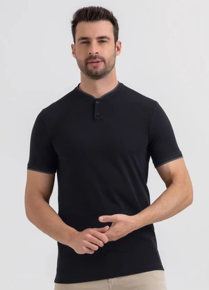 Exco - Camiseta em Piquet Preto - EXCO