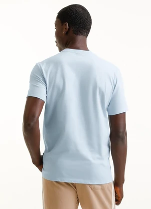 Exco - Camiseta em Ribana de Algodão Azul - EXCO