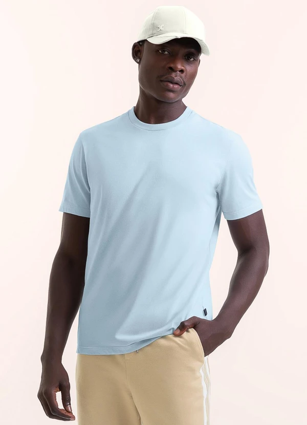 Exco - Camiseta em Ribana de Algodão Azul