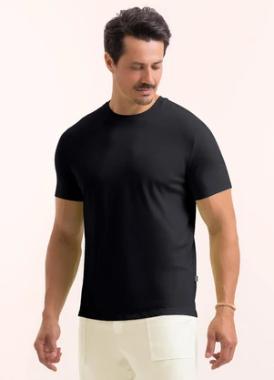 Exco - Camiseta em Ribana de Algodão Preto - EXCO