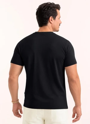 Exco - Camiseta em Ribana de Algodão Preto - EXCO