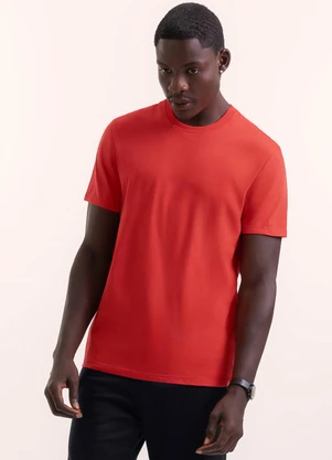 Exco - Camiseta em Ribana de Algodão Vermelho - EXCO