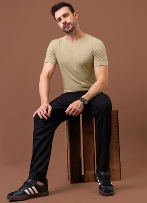Exco - Camiseta em Viscose Marrom Claro - EXCO