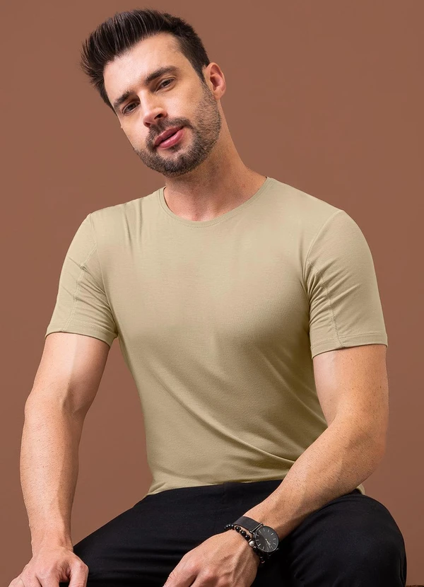 Exco - Camiseta em Viscose Marrom Claro
