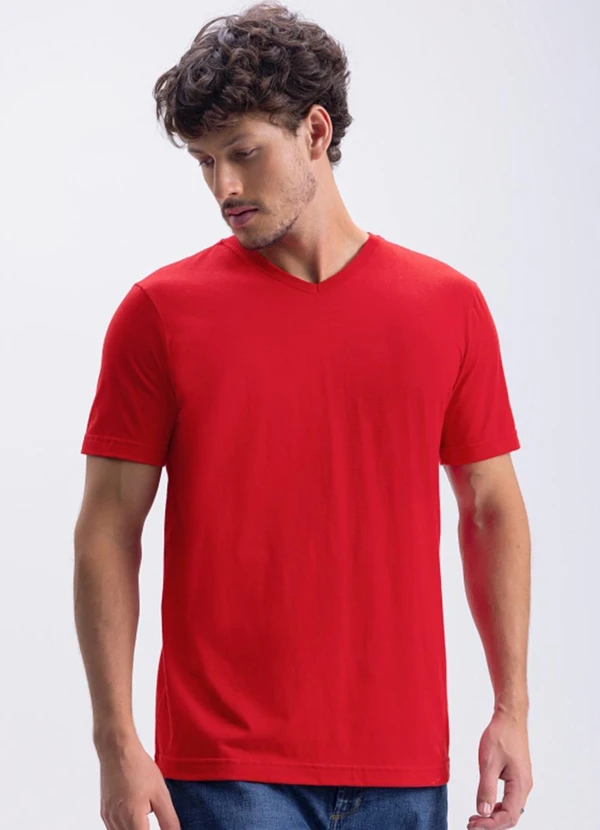 Essendi - Camiseta Essencial com Decote V Vermelho