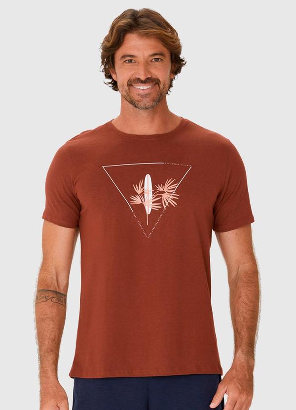 Malwee - Camiseta Estampa Frontal em Malha Algodão Marrom