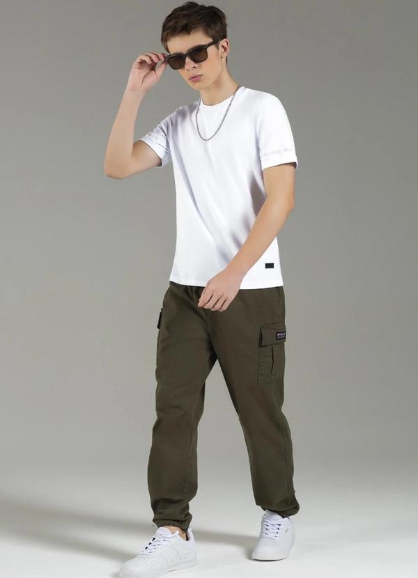 Exco - Camiseta Estampa nas Mangas Básica Branco 2