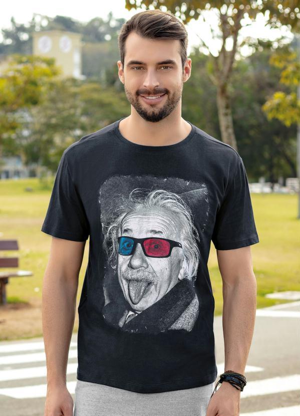 Outlet - Camiseta Estampa Óculos 3d Preto 1