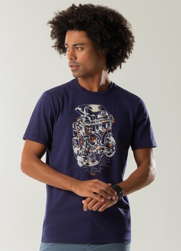Exco - Camiseta Estampada com Relevo Azul