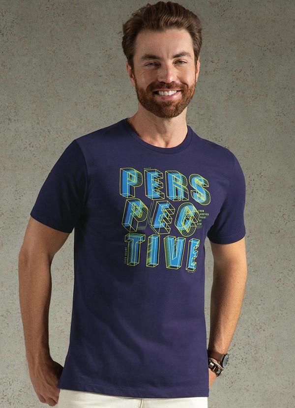 Exco - Camiseta Estampada em Meia Malha com Relevo Azul