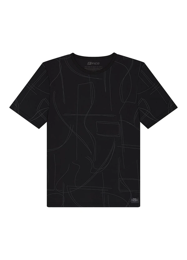 Fico - Camiseta Estampada em Meia Malha Preto 1