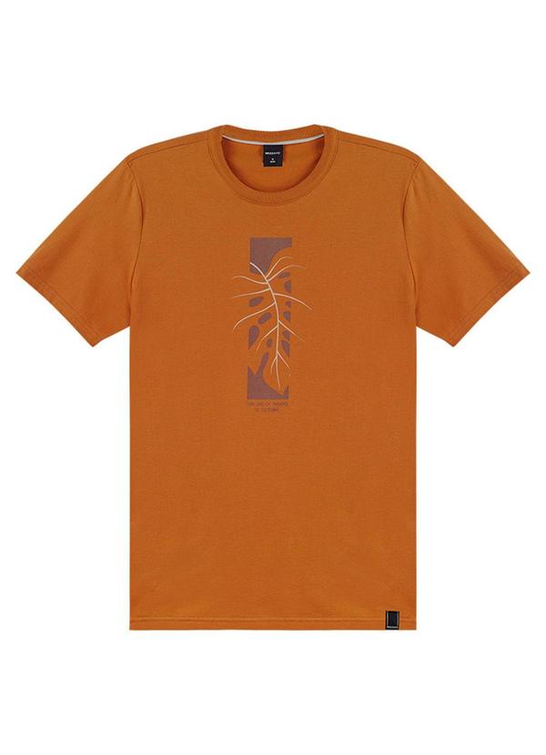 Rezzato - Camiseta Estampada Folhagem Adulto Marrom