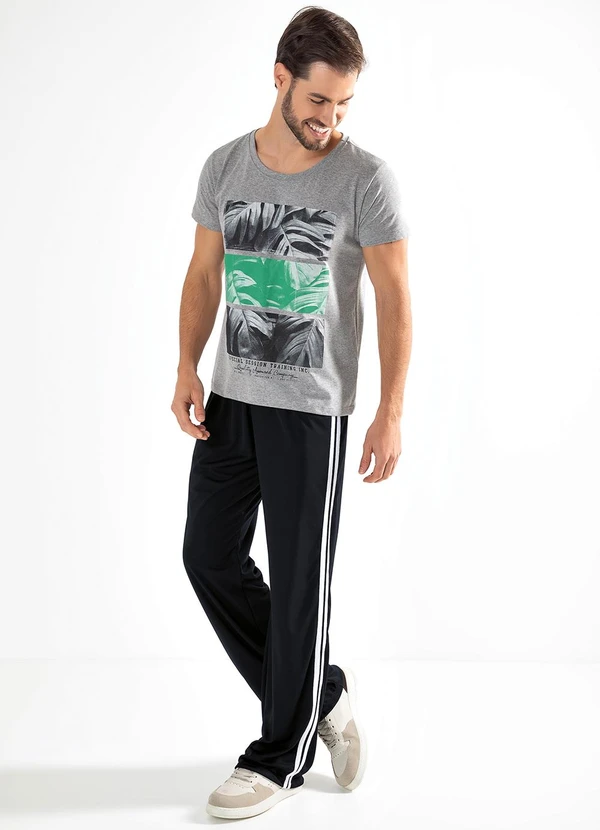 Moda Pop - Camiseta Folhagem Preto e Verde em Malha 3