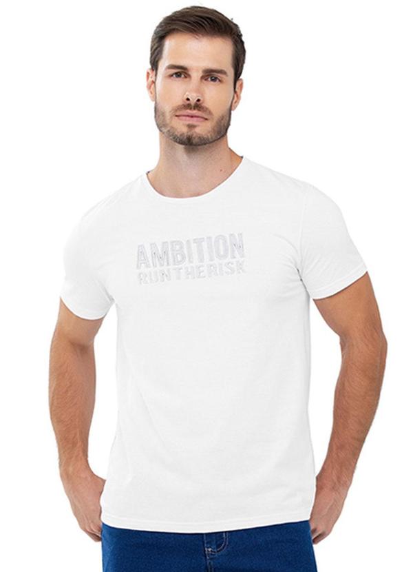 Rezzato - Camiseta Frase em Relevo Adulto Masculino Branco