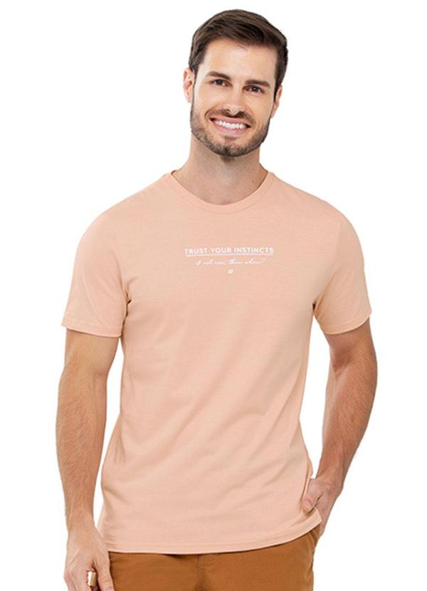 Rezzato - Camiseta Frase Estampada Adulto Masculino Bege