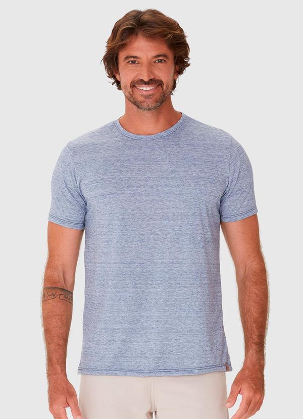 Malwee - Camiseta Gola Redonda em Malha Diferenciada Azul