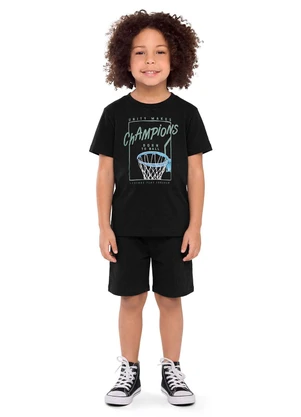 Elian - Camiseta Infantil Menino Champions Preto - ELIAN