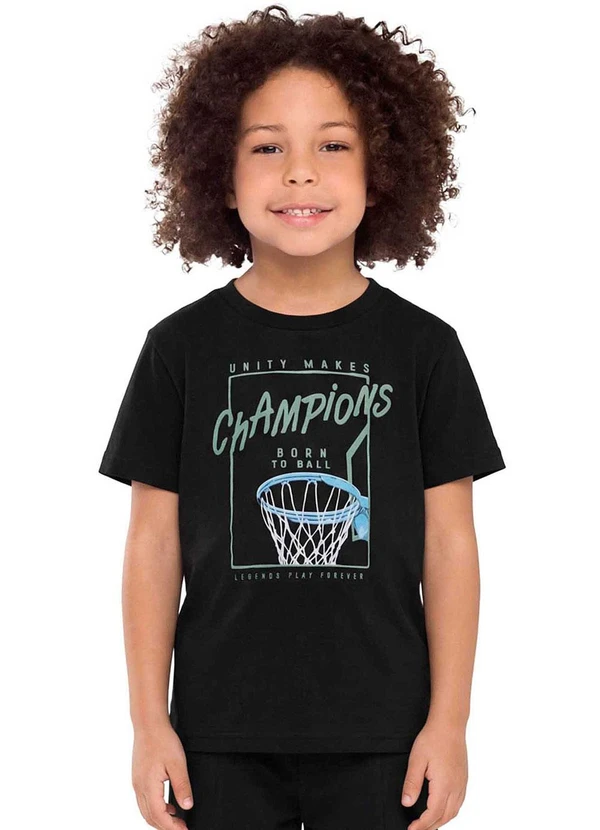 Elian - Camiseta Infantil Menino Champions Preto