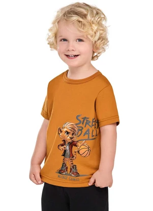 Elian - Camiseta Infantil Menino Meia Malha Laranja - ELIAN