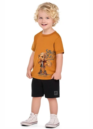 Elian - Camiseta Infantil Menino Meia Malha Laranja - ELIAN