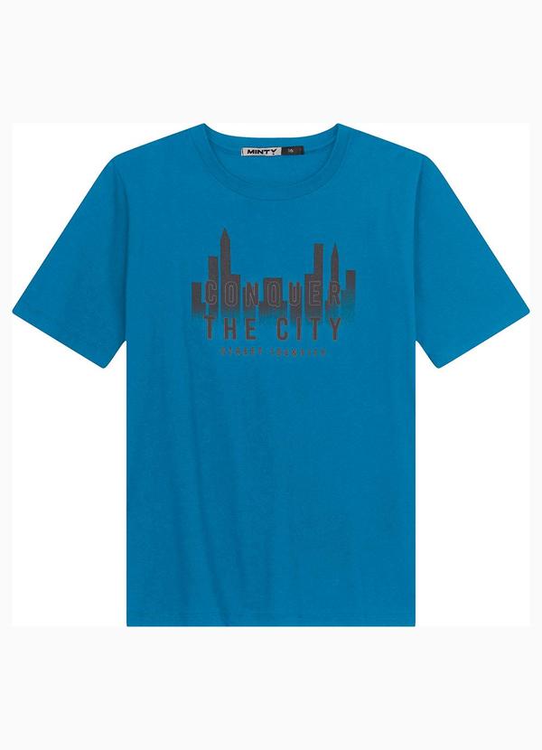 Minty - Camiseta Juvenil Masculina em Meia Malha Azul