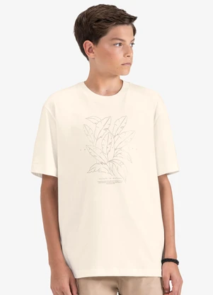 Minty - Camiseta Juvenil Masculina em Meia Malha Bege - MINTY