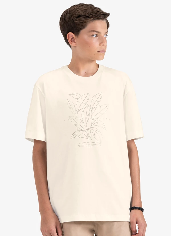 Minty - Camiseta Juvenil Masculina em Meia Malha Bege