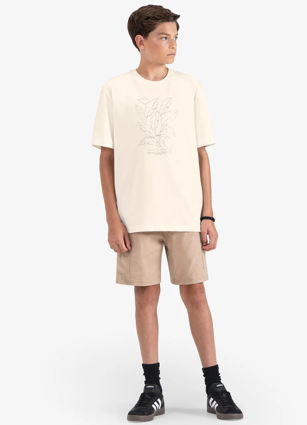 Minty - Camiseta Juvenil Masculina em Meia Malha Bege 2