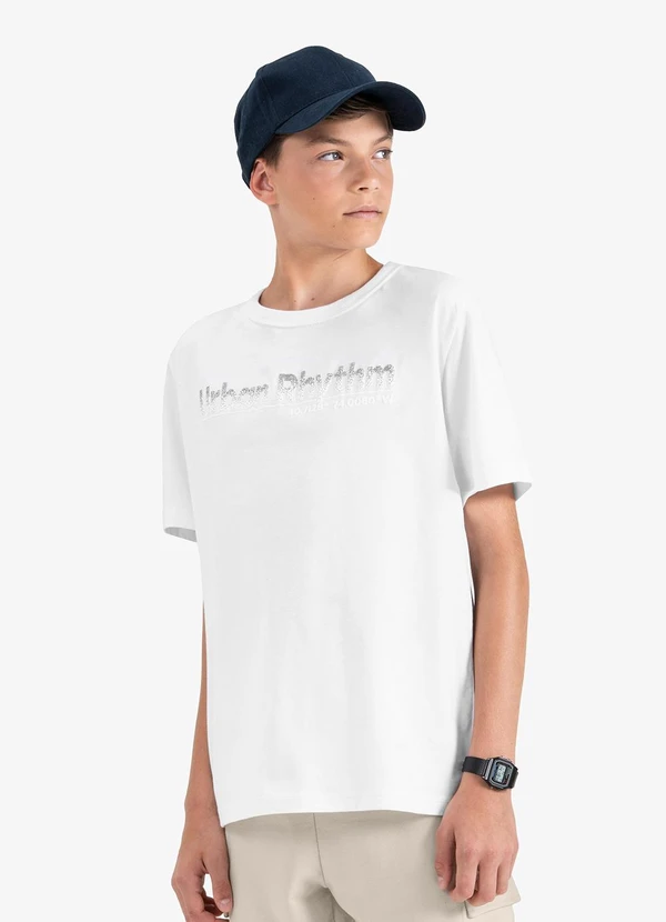 Minty - Camiseta Juvenil Masculina em Meia Malha Branco