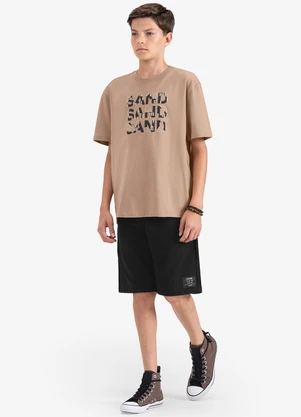 Minty - Camiseta Juvenil Masculina em Meia Malha Marrom - MINTY
