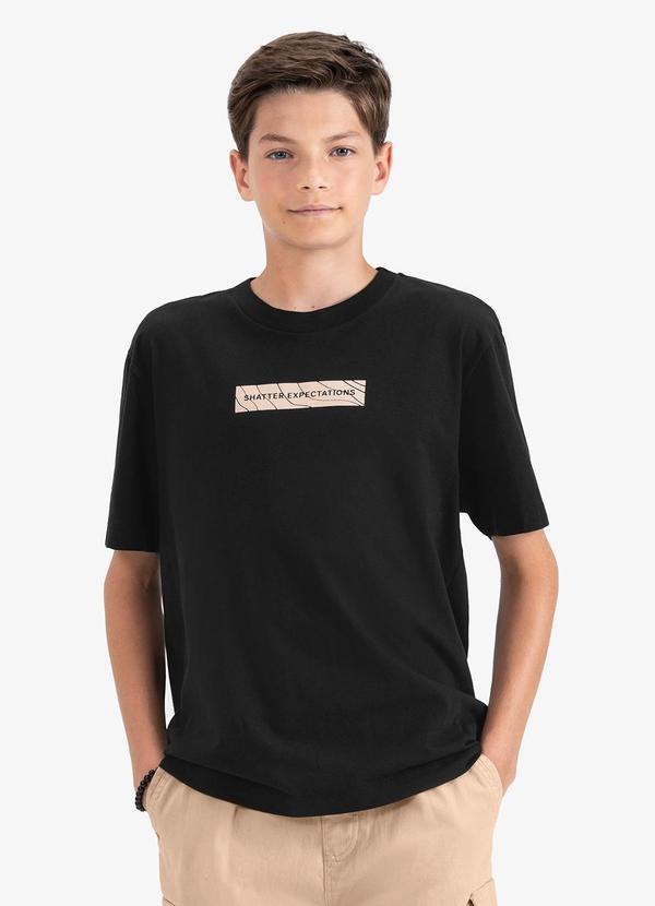 Minty - Camiseta Juvenil Masculina em Meia Malha Preto
