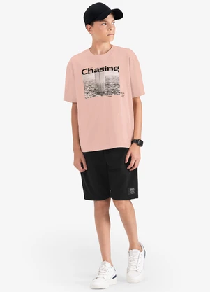 Minty - Camiseta Juvenil Masculina em Meia Malha Rosa - MINTY