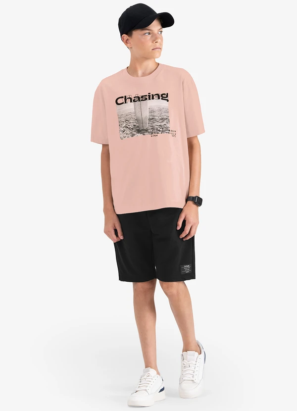 Minty - Camiseta Juvenil Masculina em Meia Malha Rosa 2