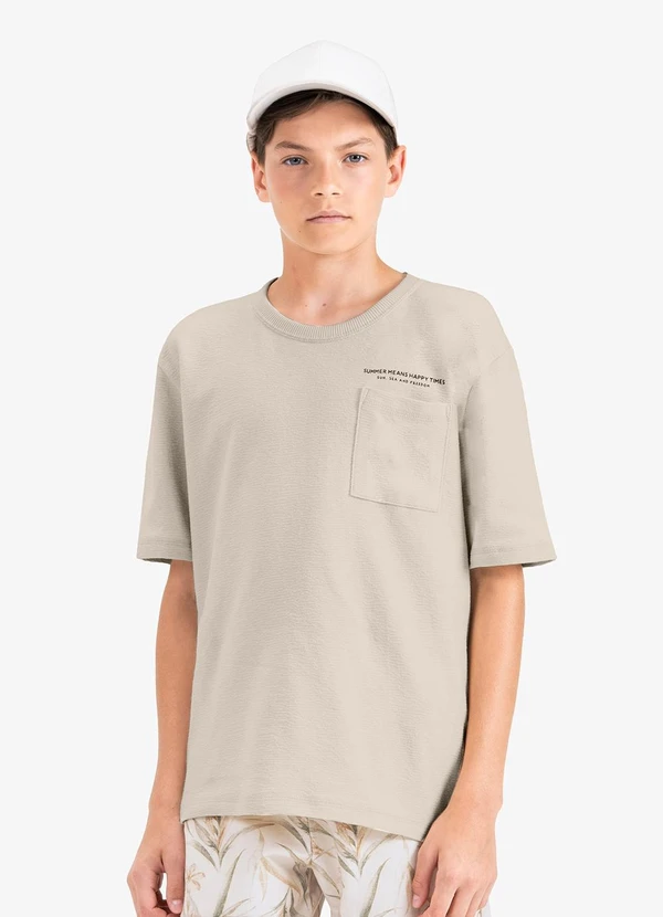 Minty - Camiseta Juvenil Masculino em Malhão Fruit Bege